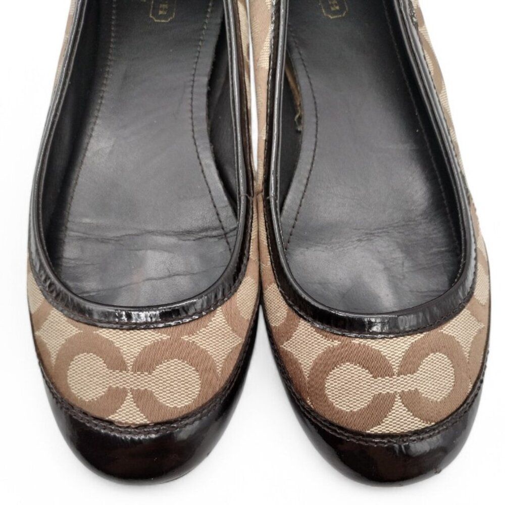 Coach Size 8 Light Brown Khaki Signature Canvas Ballet Flats F007/F09 - Picture 9 of 13